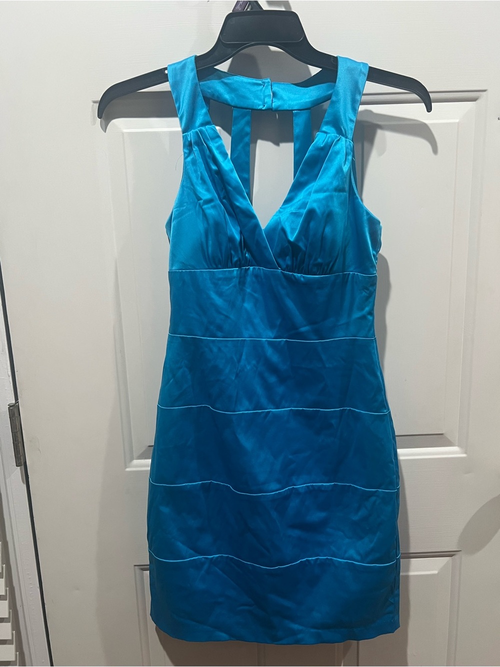 Bisou Bisou Teal Satin Party Dress